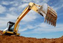 Excavator loader in sandpit